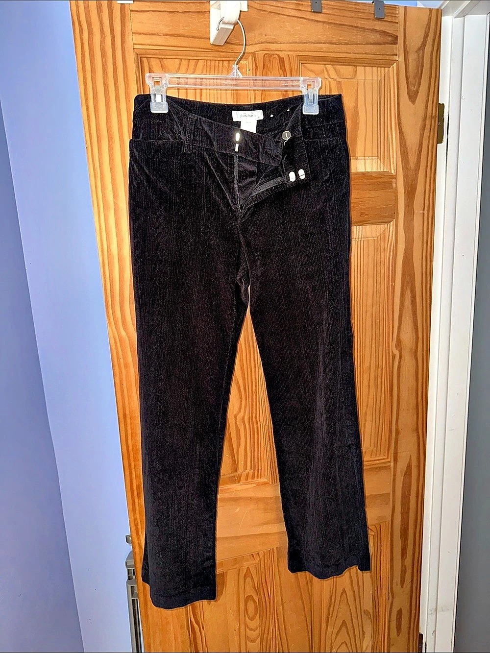 Dressbarn Black Corduroy Straight-Leg Pants Size 4P